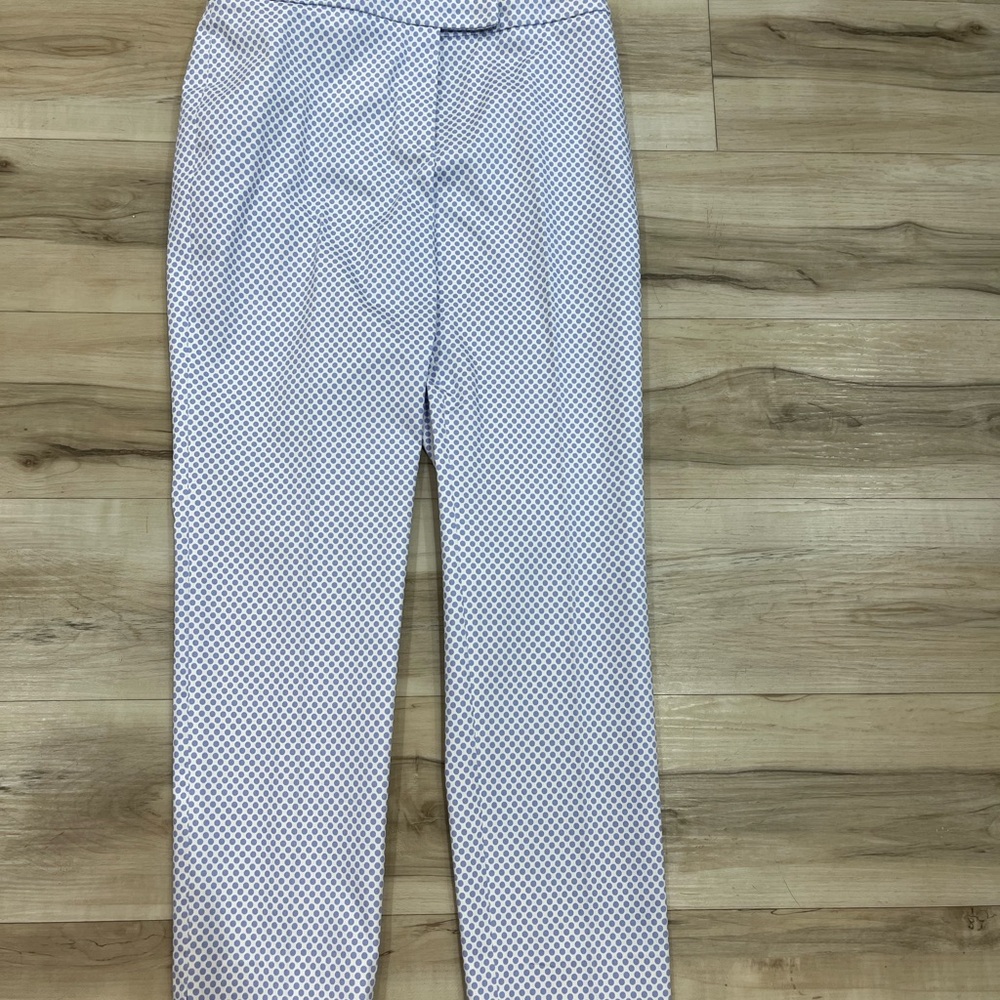 Peserico Women's White and Blue Patterned Trousers